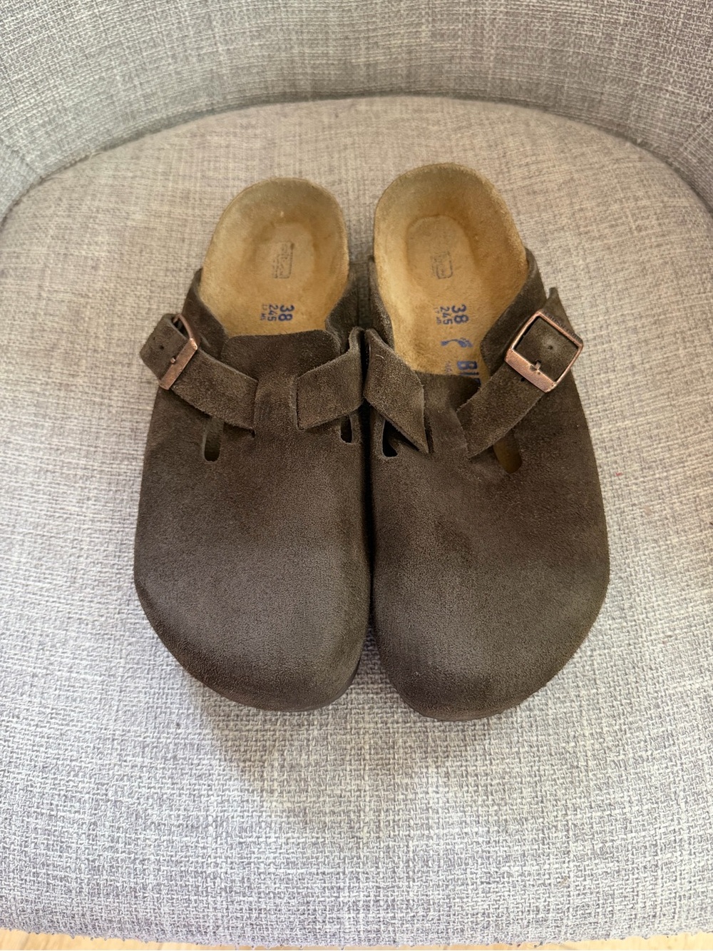 Birkenstock Boston Soft Footbed Suede Leather Mocha Clogs Women’s 7–7.5 EU 38
